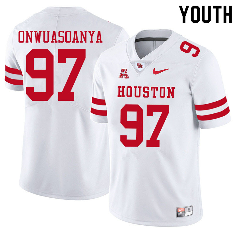 Youth #97 Ike Onwuasoanya Houston Cougars College Football Jerseys Sale-White - Click Image to Close